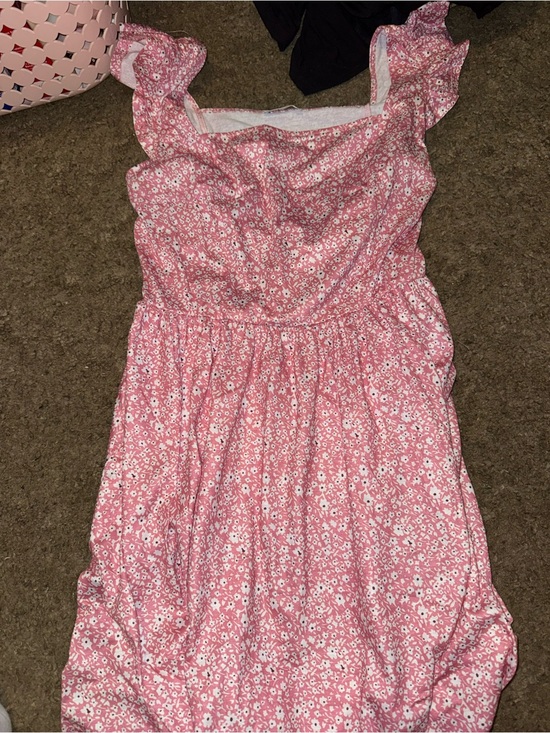 Loemes Dresses & Skirts - Women's Pink Floral Sundress with Ruffle Straps